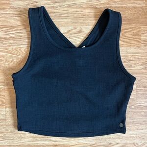 ROXY Good Keepsake Black Crop Top Criss Cross Back Size Large